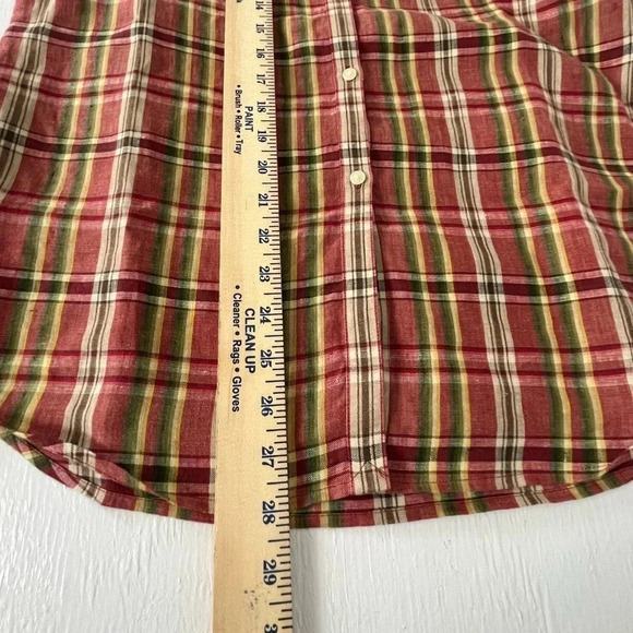 Lauren Ralph Lauren Shirt Womens Small 100% Linen Plaid Button Up Oversized - Picture 9 of 9